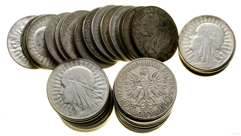 Polska, zestaw 50 x 10 złotych, 45 x 1932, 5 x 1933