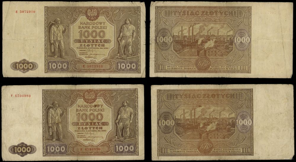 Polska, zestaw: 2 x 1.000 złotych, 15.01.1946