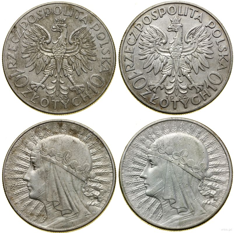 Polska, zestaw: 2 x 10 złotych, 1932 i 1933