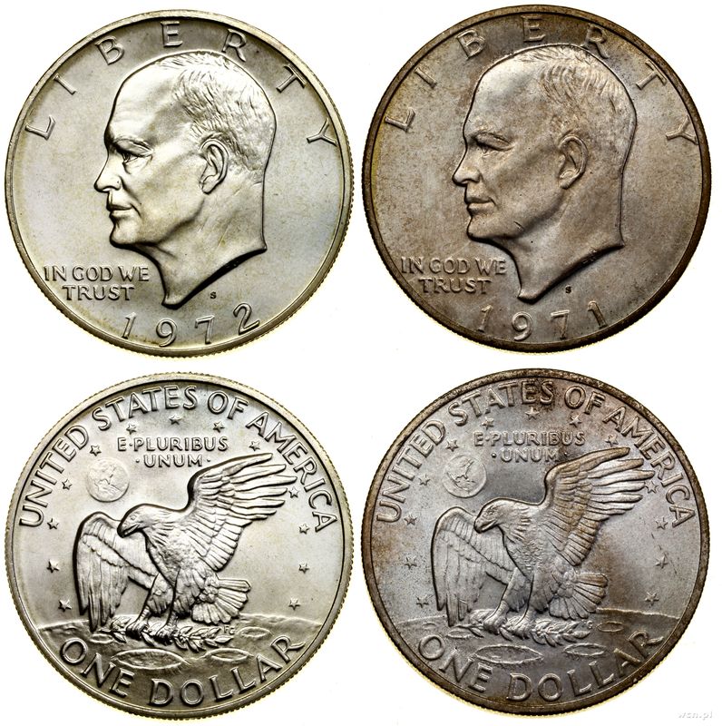 Stany Zjednoczone Ameryki (USA), zestaw: 2 x 1 dolar, 1971 S i 1972 S