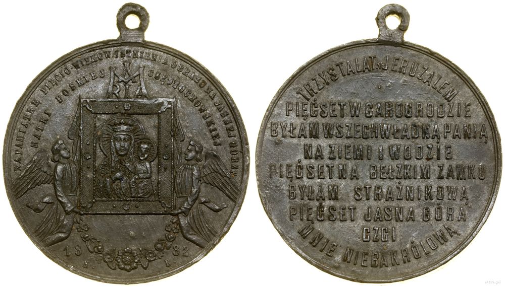 Polska, medalik na 500-lecie Obrazu Matki Boskiej Częstochowskiej, 1882