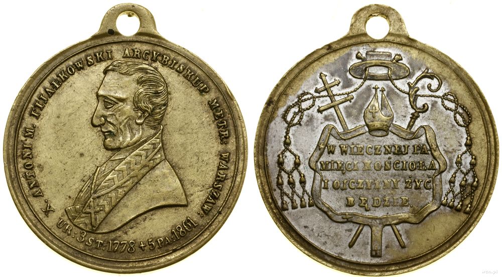 Polska, medalik na pamiątkę śmierci ks. Antoniego Fijałkowskiego, 1861