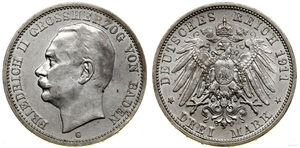 Niemcy, 3 marki, 1911 G