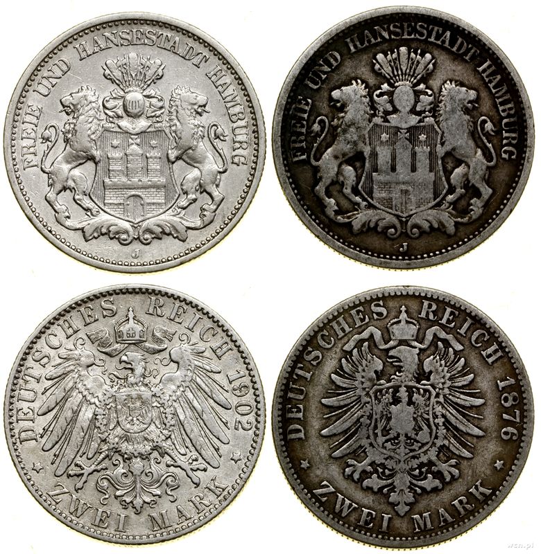 Niemcy, 2 x 2 marki, 1876, 1902