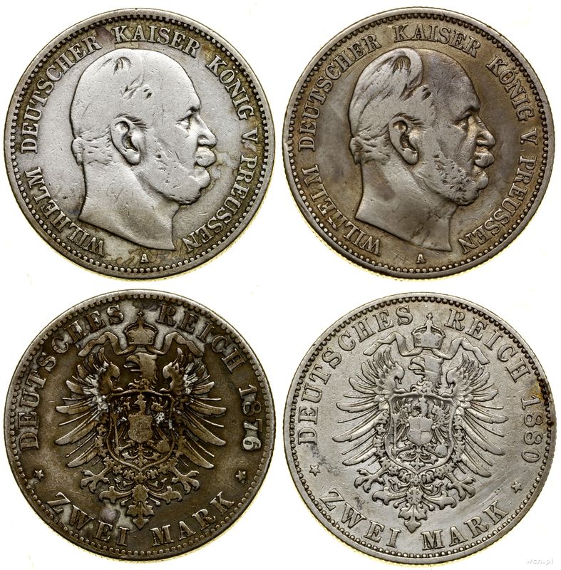 Niemcy, zesta 2 x 2 marki, 1876 A, 1880 A