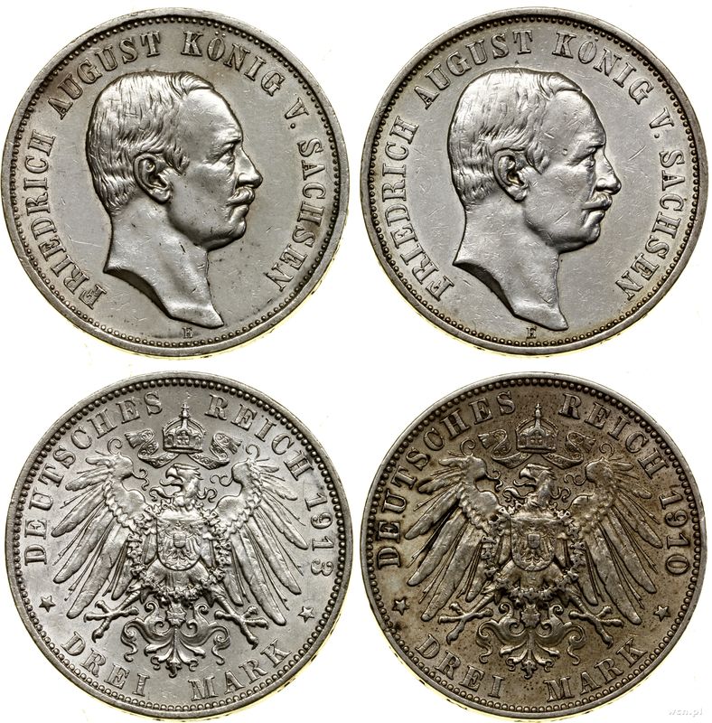 Niemcy, zestaw 2 x 3 marki, 1910 E, 1913 E