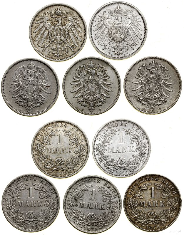 Cesarstwo Niemieckie, zestaw 5 x 1 marka