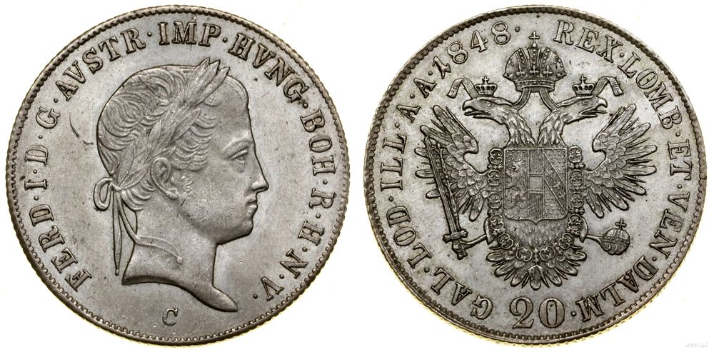 Austria, 20 krajcarów, 1848 C