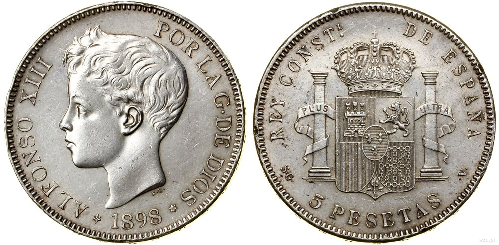 Hiszpania, 5 peset, 1898 SGV
