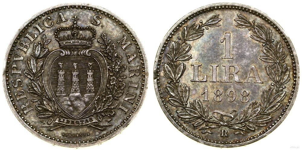 San Marino, 1 lira, 1898 R