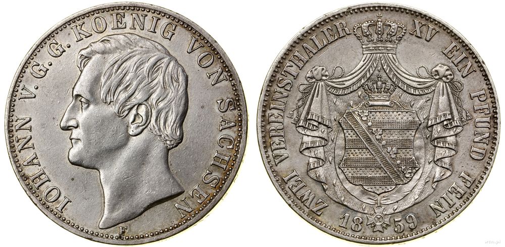 Niemcy, dwutalar = 3 1/2 guldena, 1859 F