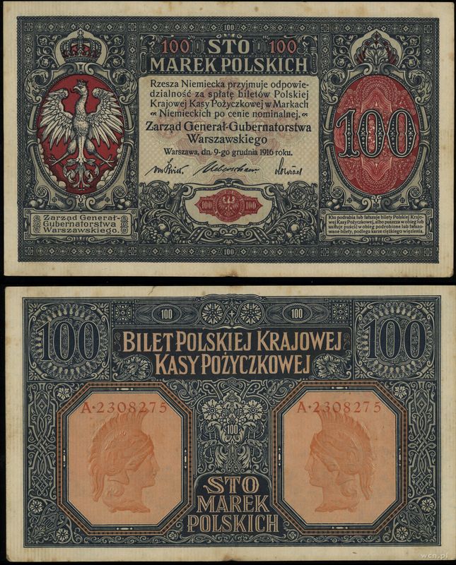 Polska, 100 marek polskich, 9.12.1916