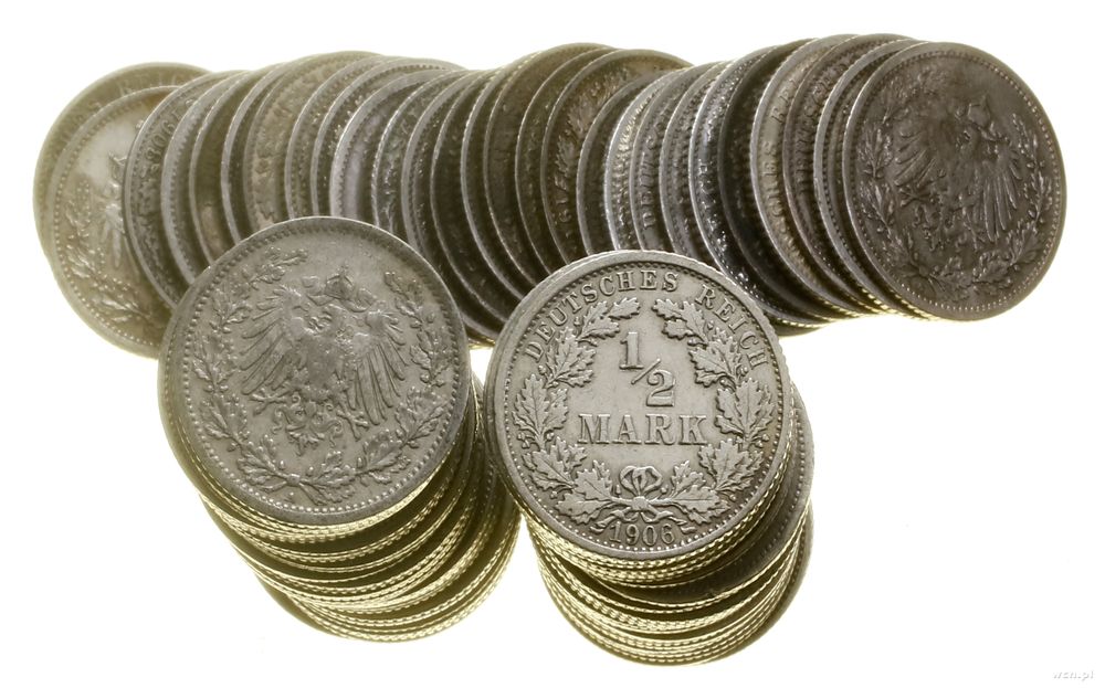 Cesarstwo Niemieckie, zestaw 100 x 1/2 marki