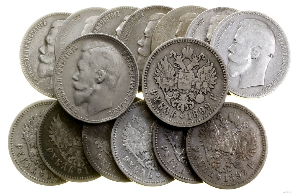 Rosja, zestaw 15 x 1 rubel, różne roczniki