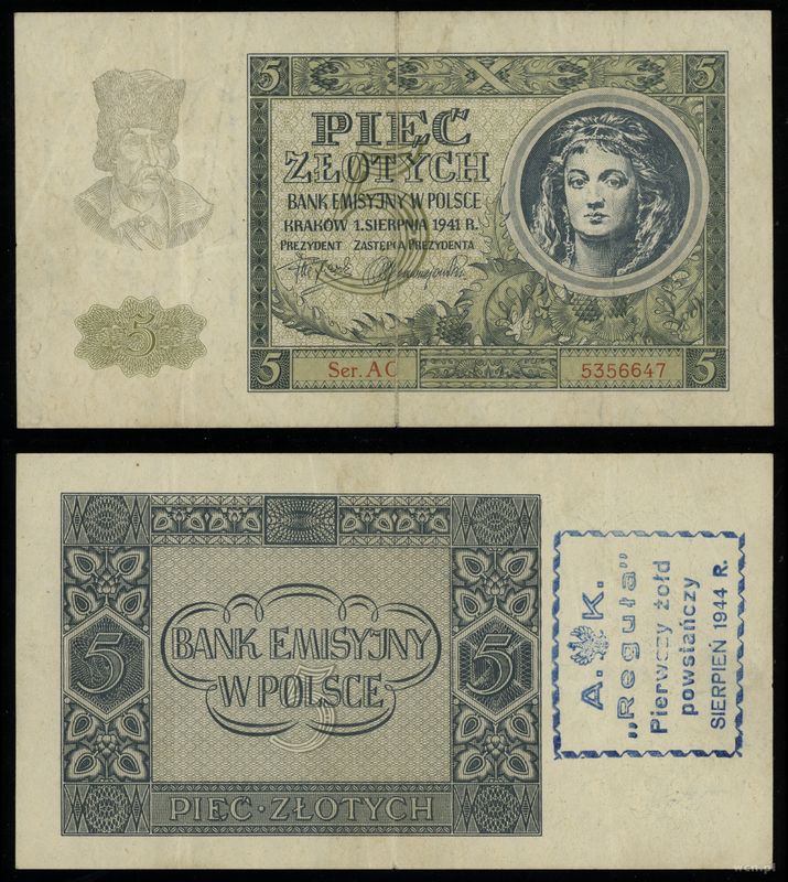 Polska, 5 złotych, 1.08.1941