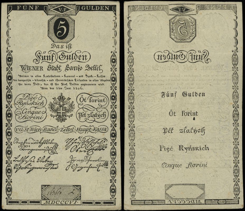 Austria, 5 guldenów (5 ryńskich), 1.06.1806