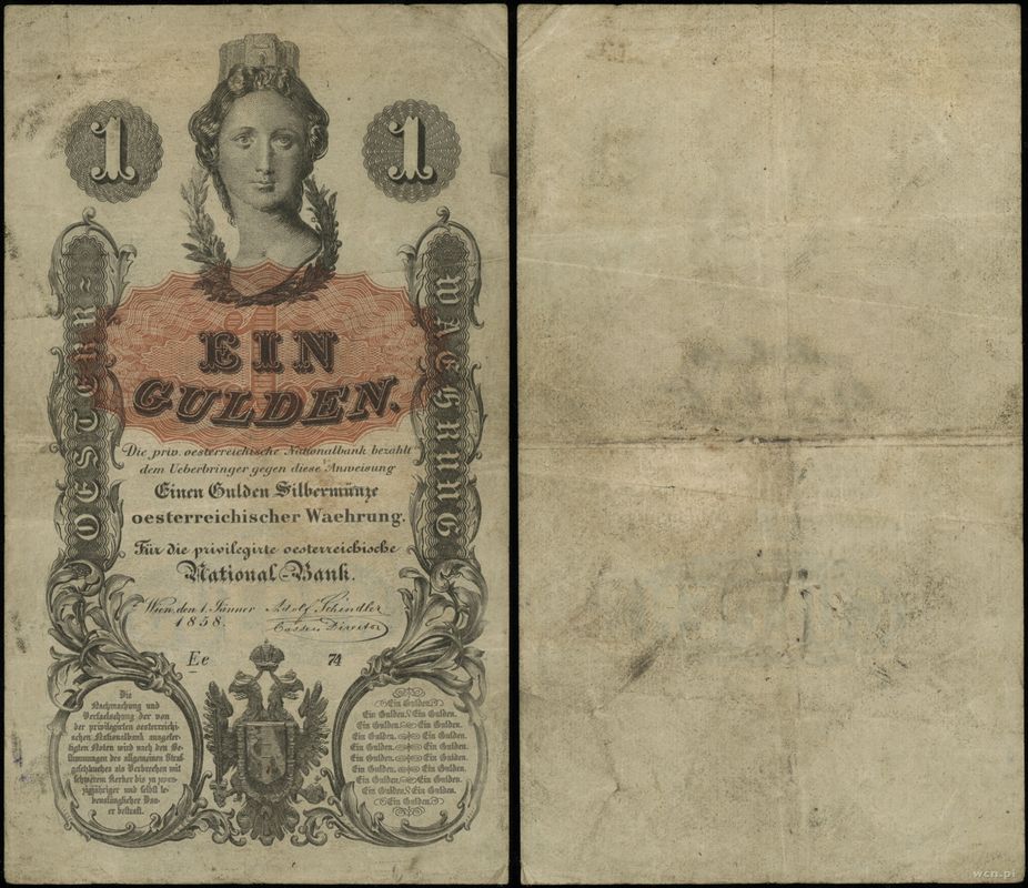 Austria, 1 gulden srebrem, 1.07.1848