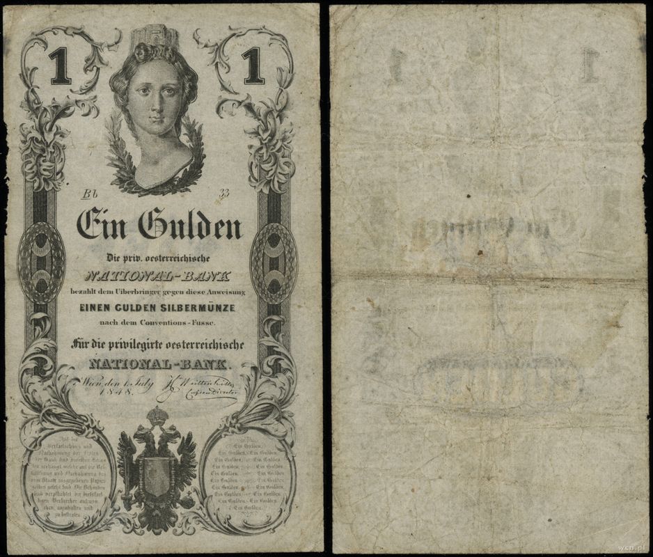 Austria, 1 gulden srebrem, 1.01.1858