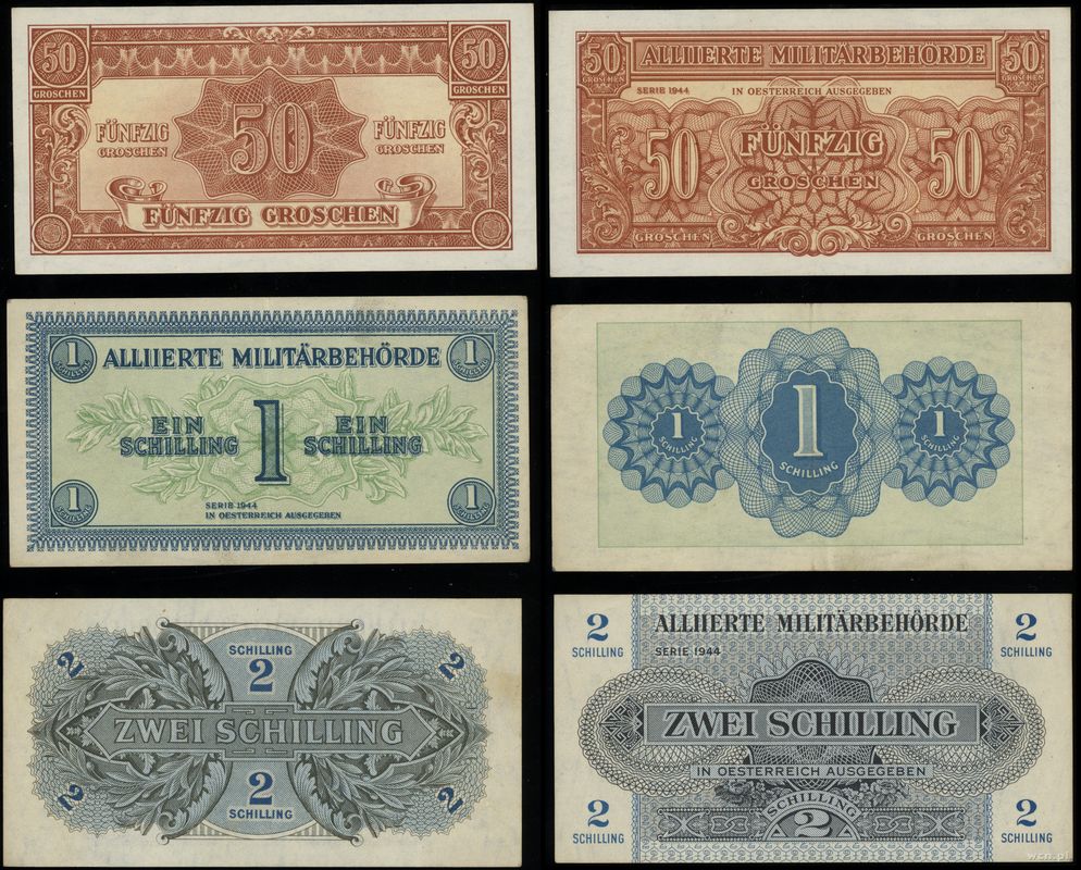 Austria, zestaw 6 banknotów, 1944