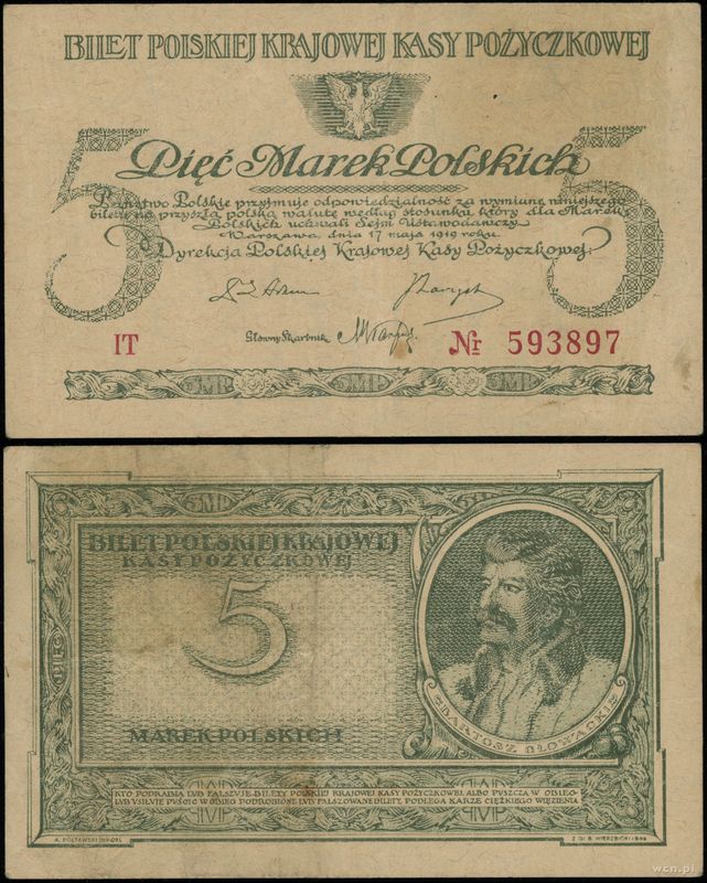 Polska, 5 marek polskich, 17.05.1919
