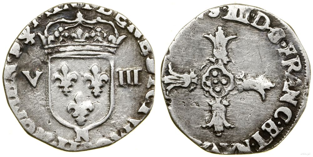 Francja, 1/8 ecu, data nieczytelna