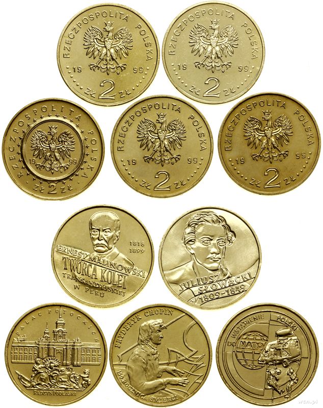 Polska, zestaw: 5 x 2 złote, 1999