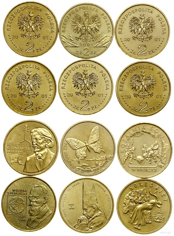 Polska, zestaw 6 x 2 złote, 2001