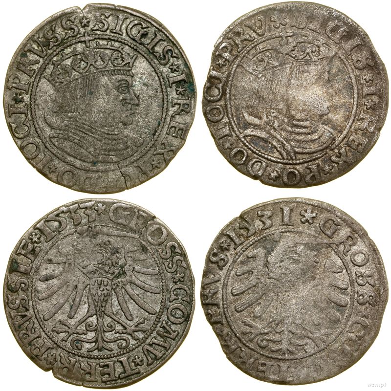 Polska, zestaw 2 x grosz, 1531, 1533