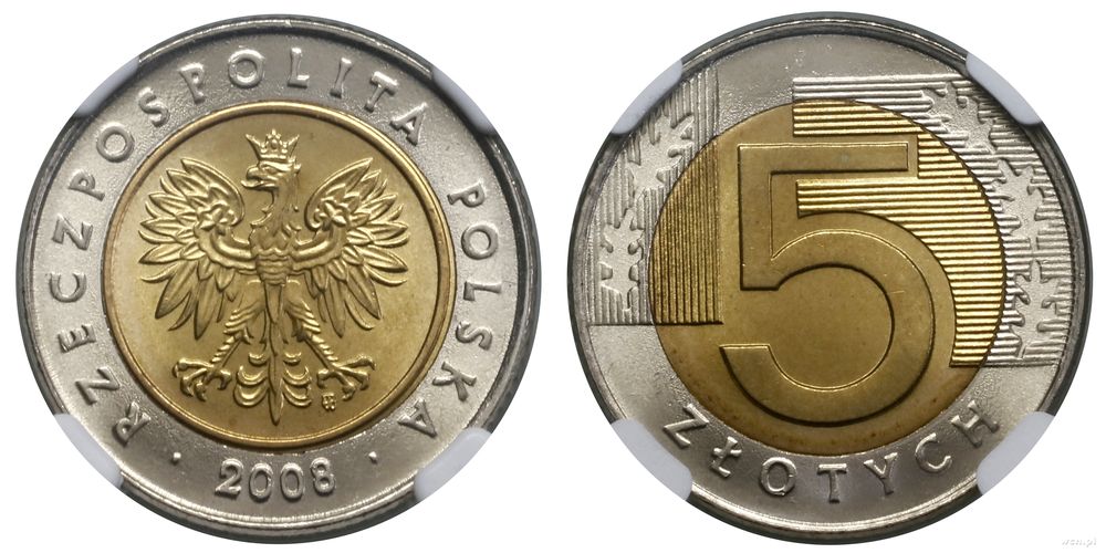 Polska, 5 złotych, 2008