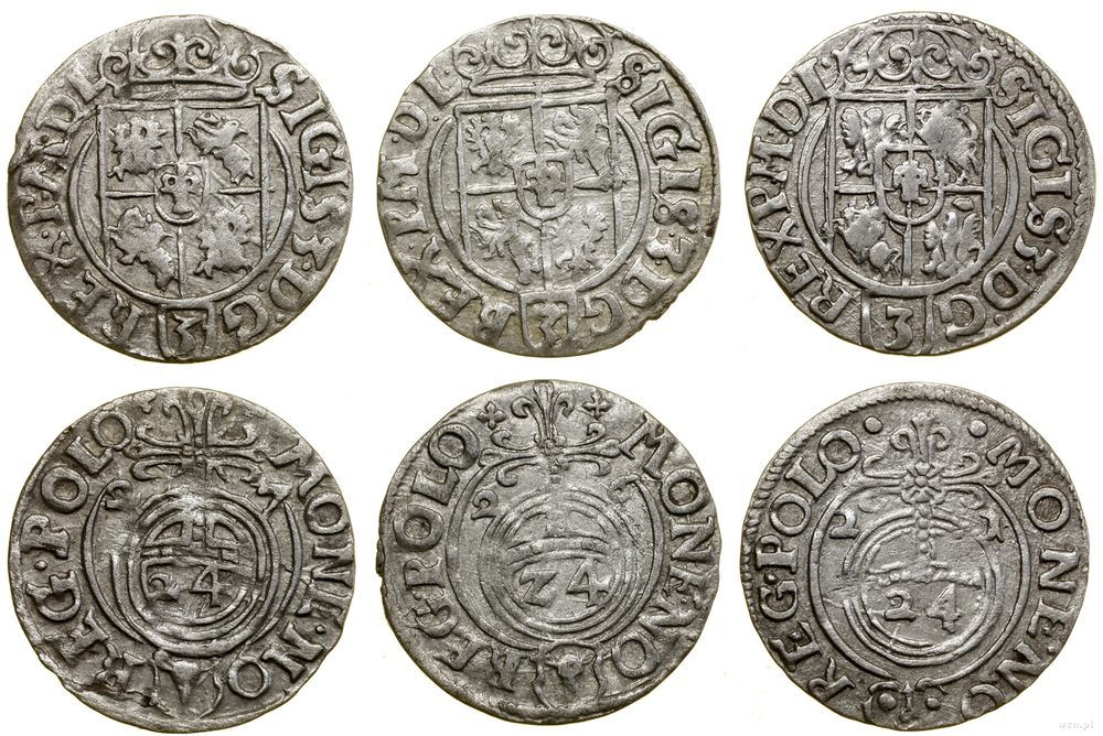Polska, zestaw: 3 x półtorak, 1621, 1626, 1627