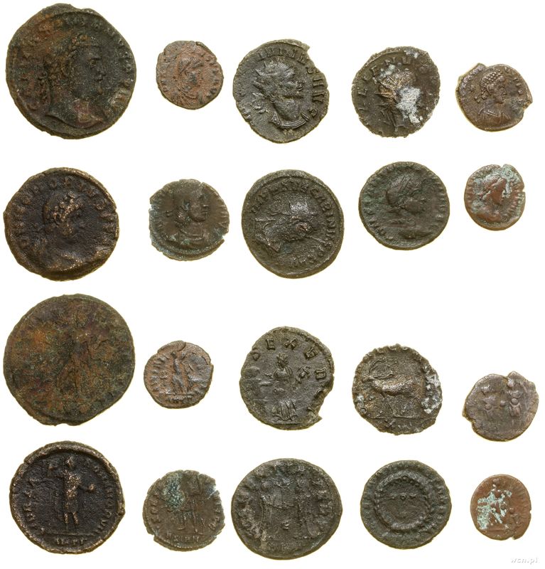 Cesarstwo Rzymskie, zestaw 10 monet, (III–IV w. ne)
