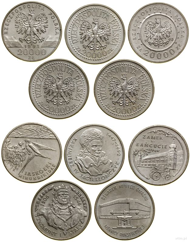 Polska, zestaw: 5 x 20.000 złotych, 1993–1994