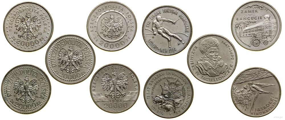 Polska, zestaw: 5 x 20.000 złotych, 1993–1994