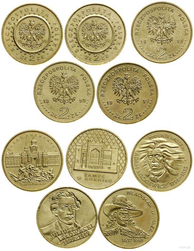 Polska, zestaw: 5 x 2 złote, 1998–1999
