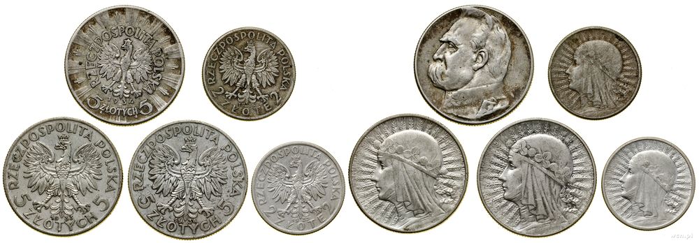 Polska, zestaw 5 monet, 1933–1934