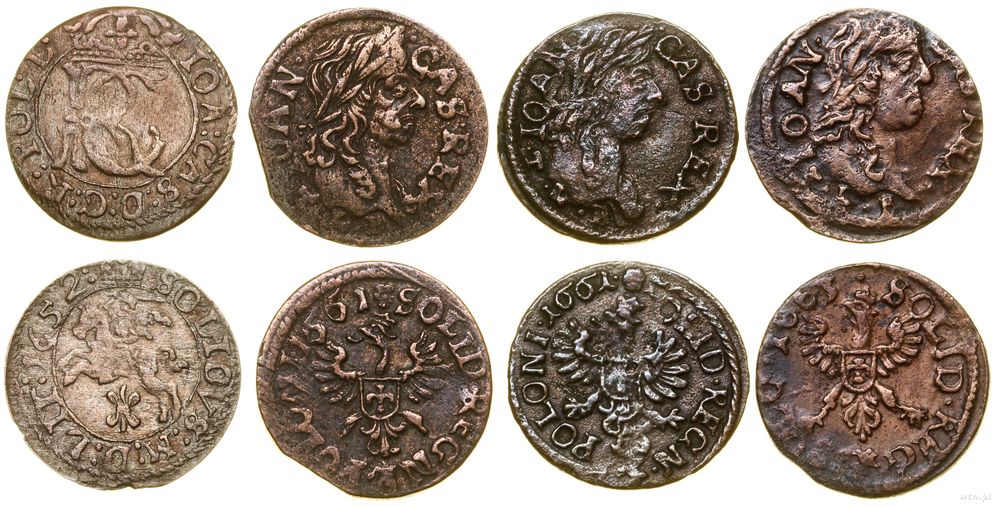 Polska, zestaw 4 monet, 1652–1663