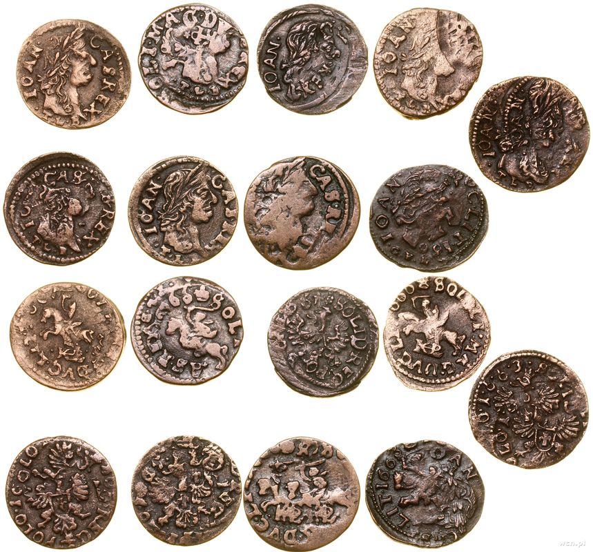 Polska, zestaw 9 destruktów szelągów miedzianych