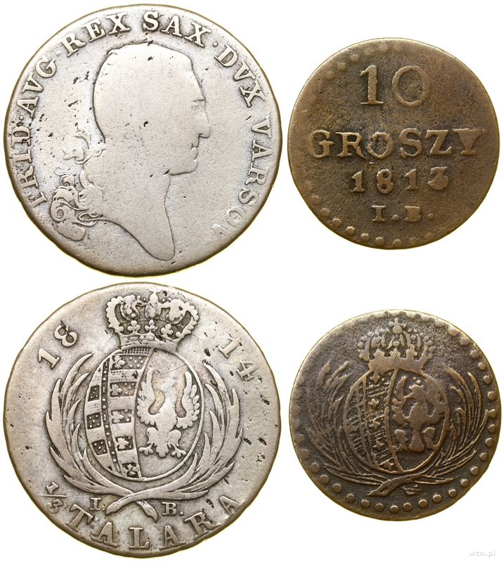 Polska, zestaw 2 monet, 1813–1814