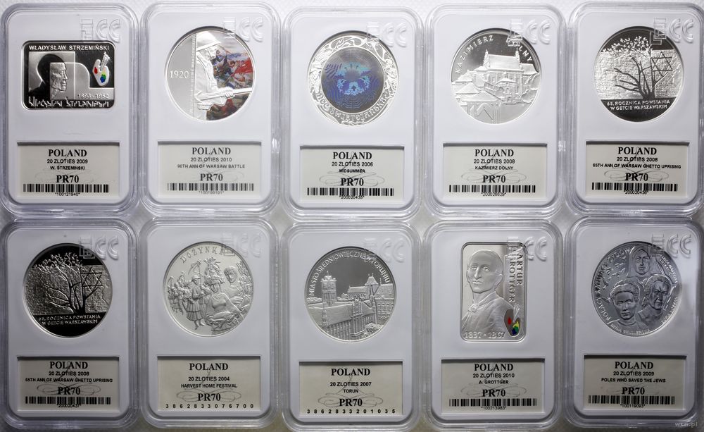 Polska, zestaw 10 x 20 złotych, różne roczniki
