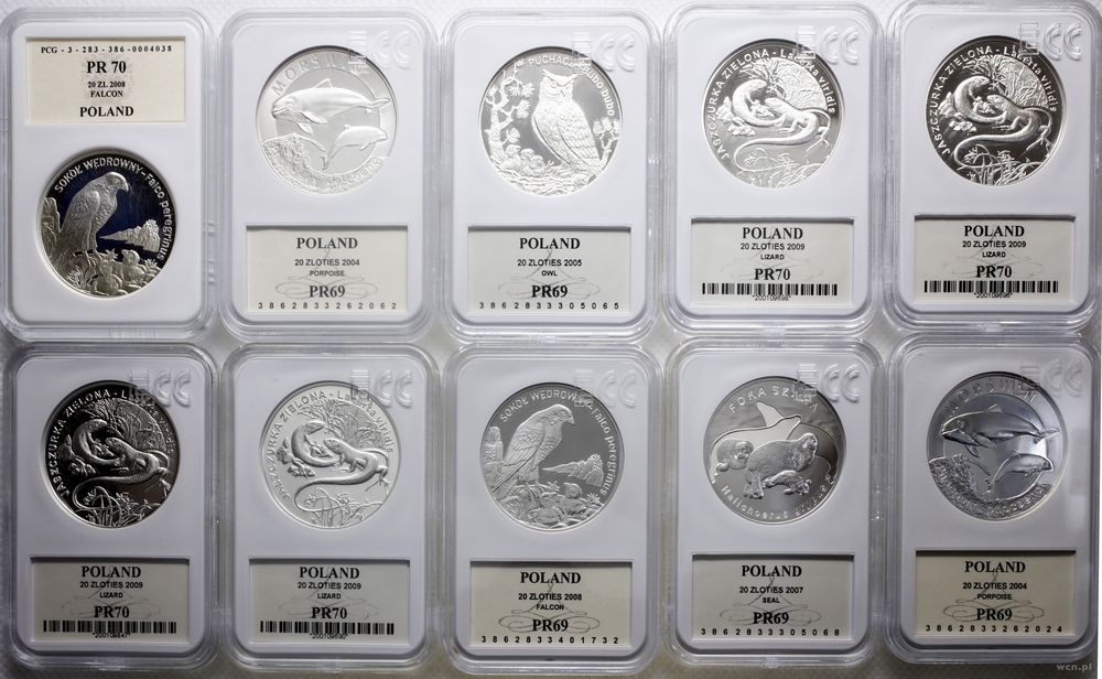 Polska, zestaw 10 x 20 złotych, różne roczniki