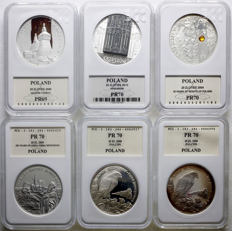 Polska, zestaw 6 x 20 złotych, różne roczniki