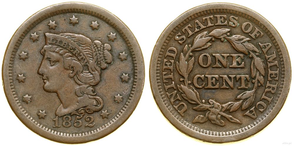 Stany Zjednoczone Ameryki (USA), 1 cent, 1852