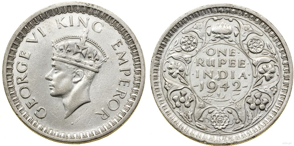 Indie, 1 rupia, 1942
