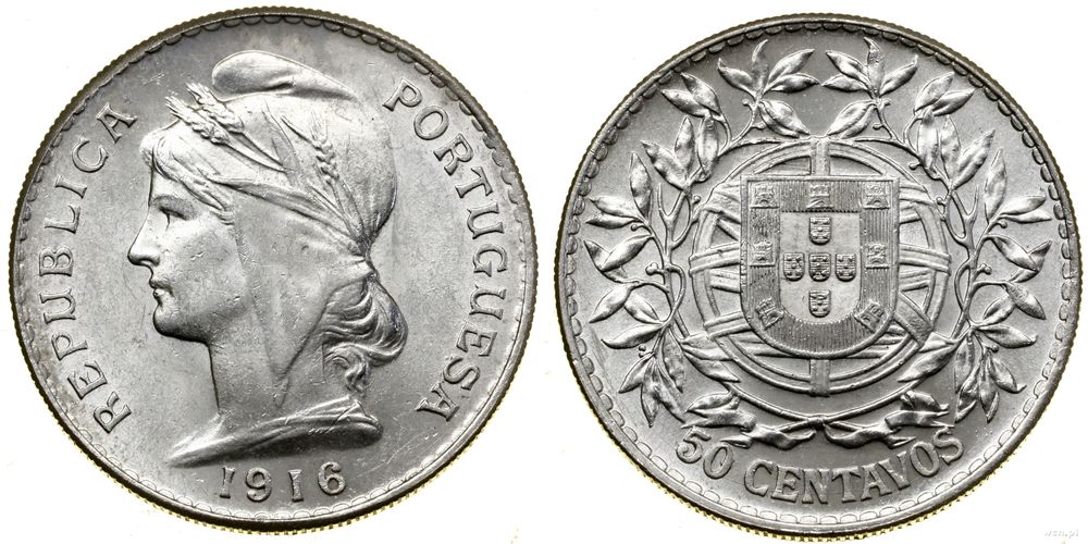 Portugalia, 50 centavos, 1916
