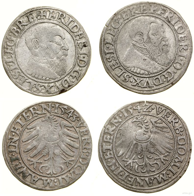 Śląsk, zestaw 2 x 1 grosz, 1542, 1543
