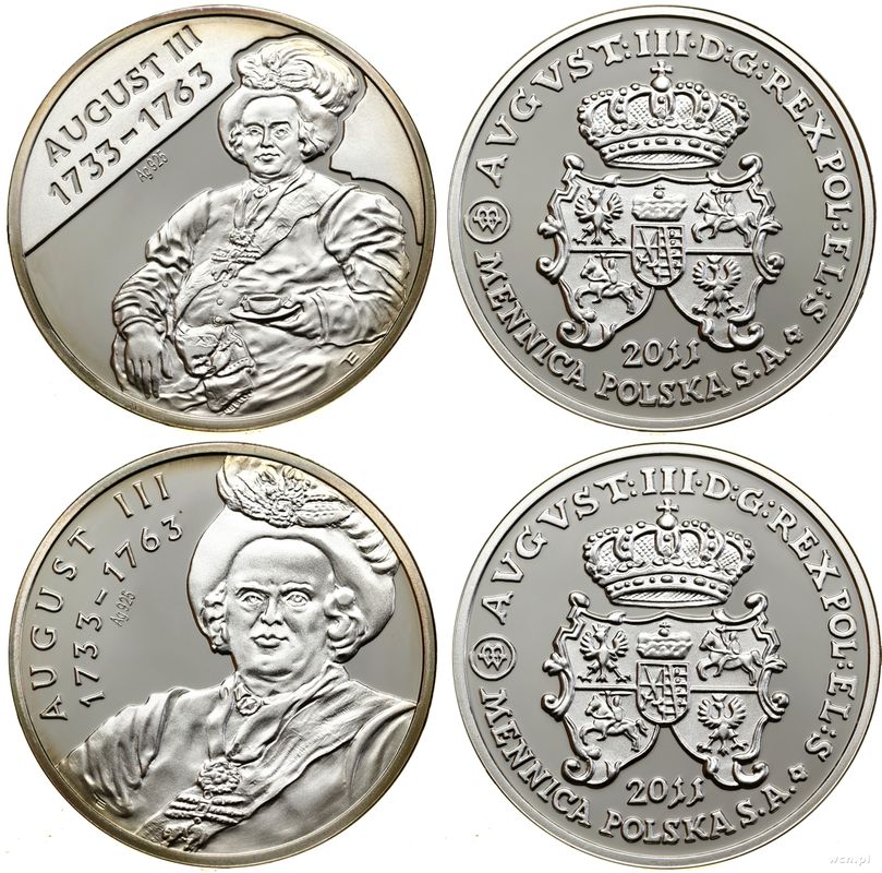 Polska, zestaw 2 medali z Augustem III, 2011