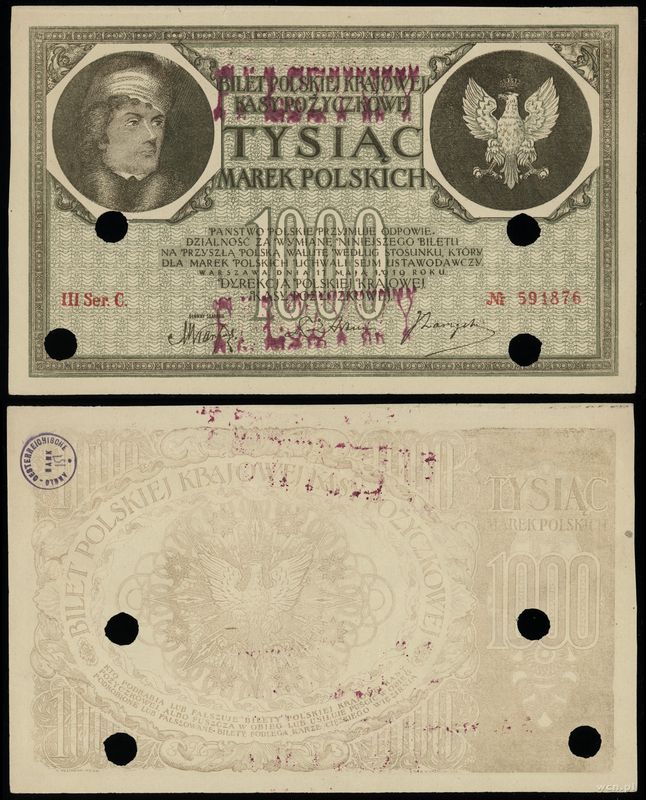 Polska, 1.000 marek polskich (fałszerstwo z epoki), 17.05.1919