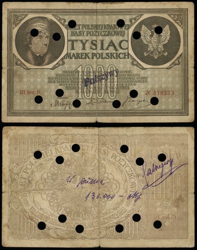 Polska, 1.000 marek polskich (fałszerstwo z epoki), 17.05.1919