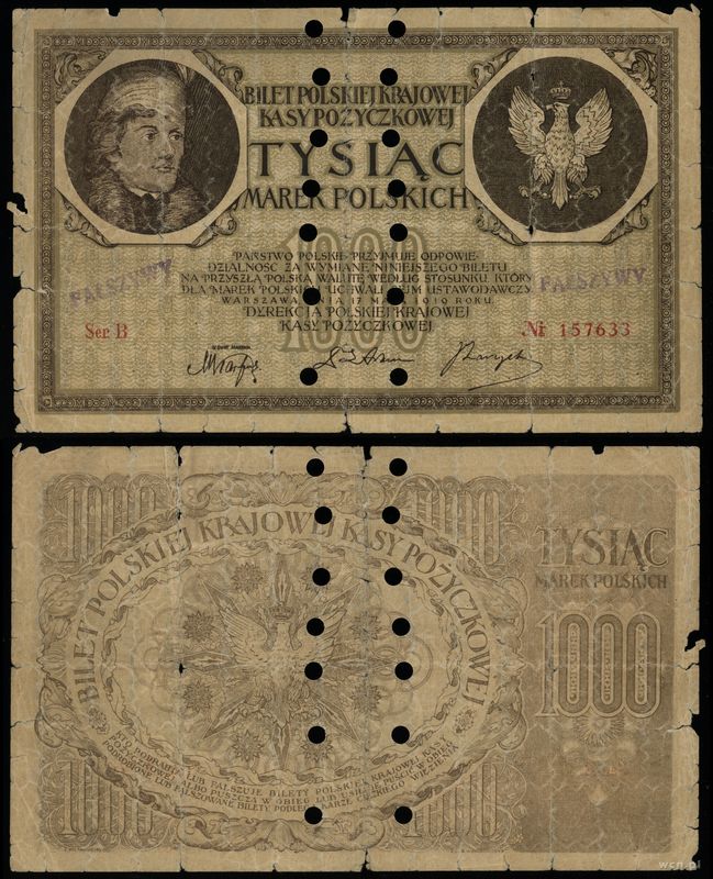 Polska, 1.000 marek polskich (fałszerstwo z epoki), 17.05.1919