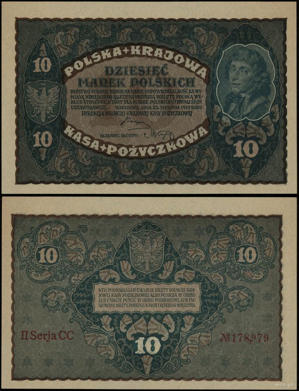 Polska, 10 marek polskich, 23.08.1919